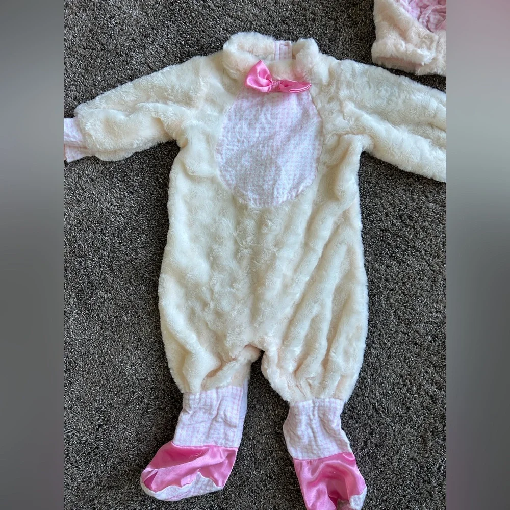 Rubie's Cream Lamb Plush Costume with Pink Accents and Hood Size 6-12 months - Picture 3 of 3